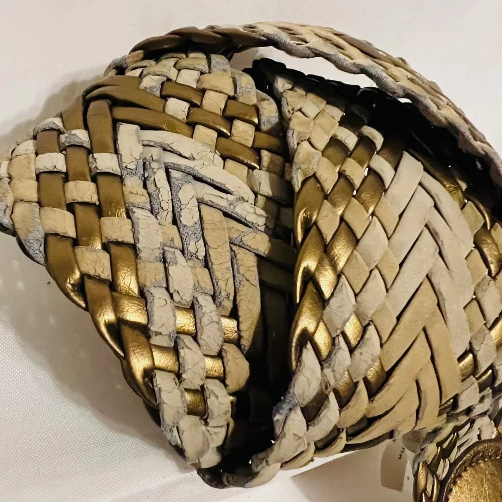 Braided Belt-Women's Size Small-2 1/2" wide-Bronze/Tan mix-Casual-Lightweight - Picture 12 of 13